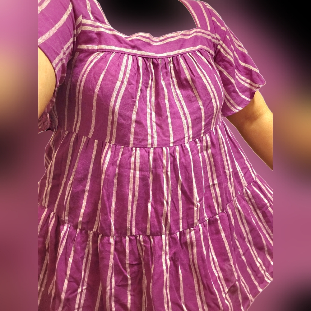 Terra & Sky Purple Striped Tunic Top